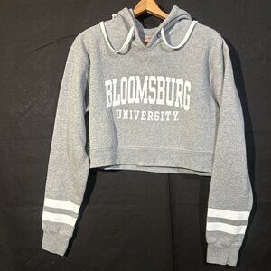 Bloomsburg University Hoodie Women's Medium Gray Crop Pullover Sweatshirt